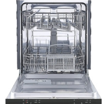 Open vaatwasser met metalen interieur