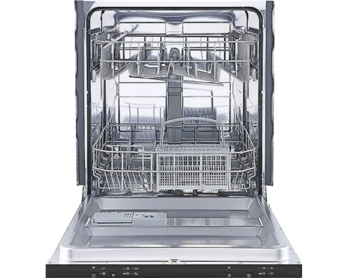 Open vaatwasser met metalen interieur