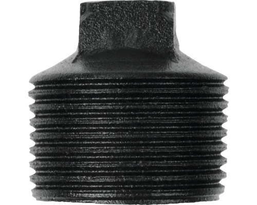 Zwarte metalen buisstop met schroefdraad
