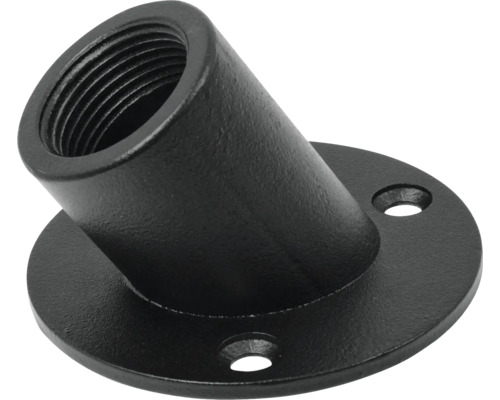 Schuine fitting van metaal met montageplaat en binnendraad