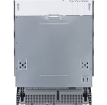 Achteraanzicht van een vaatwasser met compartimenten en uitsparingen