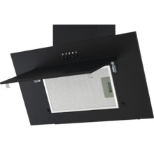 Zwarte afzuigkap met metalen filter