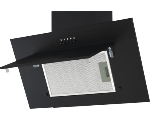 Zwarte afzuigkap met metalen filter