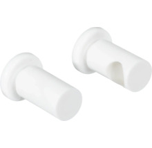 Twee witte meubelknoppen