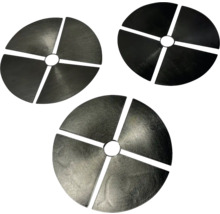 Drie ronde afdekplaten met uitsparingen