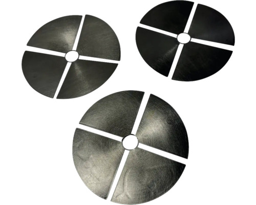 Drie ronde afdekplaten met uitsparingen