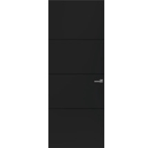 Moderne voordeur met horizontale lijnstructuur en deurgreep