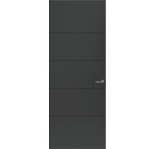 Grijze binnendeur met horizontale lijnen en deurgreep