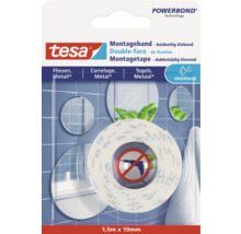 Tesa Powerbond montagetape voor tegels en metaal, 1,5 meter bij 19 millimeter