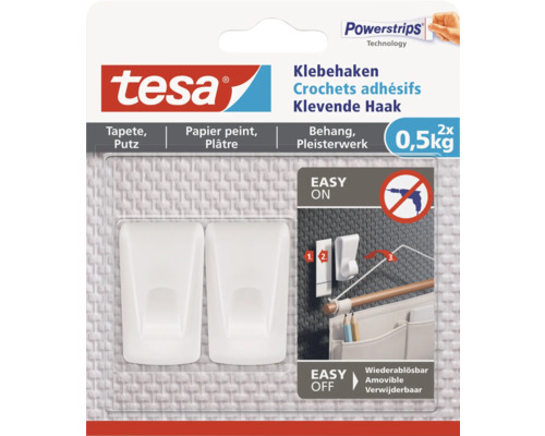 Tesa zelfklevende haken voor behang en pleisterwerk, tot 0,5 kg draagvermogen