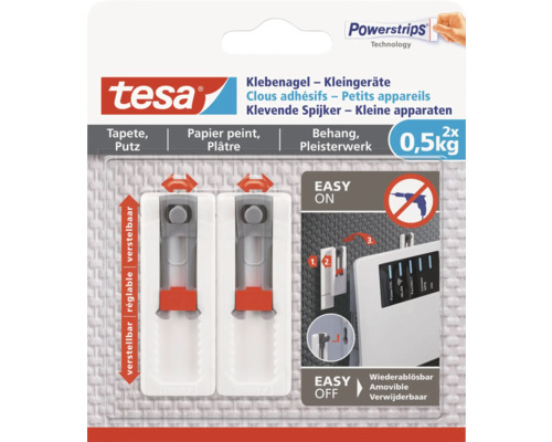 Tesa klevende spijker voor behang en pleisterwerk, geschikt voor kleine apparaten tot 0,5 kg