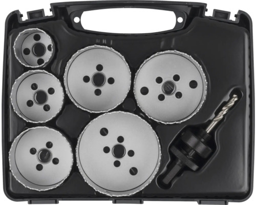 Gatenzagenset met boor in zwarte koffer