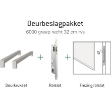 Deurbeslagpakket met deurkrukset, rolslot en frezing rolslot