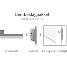 Deurbeslagset met deurkruk, slot en freeswerk