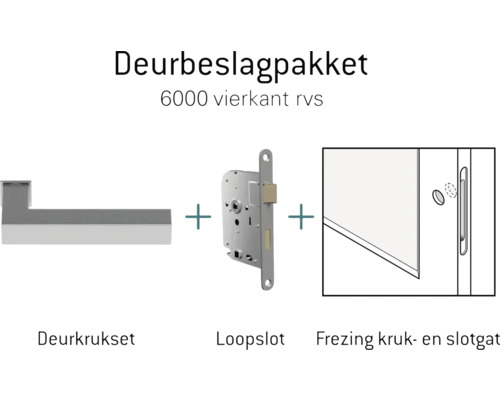 Deurbeslagset met deurkruk, slot en freeswerk
