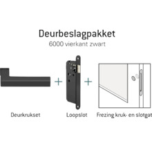 Deurbeslagpakket met deurkrukset, loopslot en freesing kruk- en slotgat