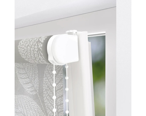 Rolgordijn met bloemmotief en kettingbediening aan het raam