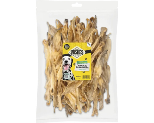 Voskes Natural Dried Chews konijnenoren voor honden, 400 g