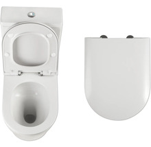 Wit staand toilet met open en gesloten toiletdeksel