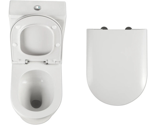 Wit staand toilet met open en gesloten toiletdeksel