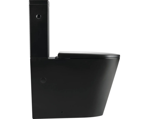Zwart staand toilet met reservoir