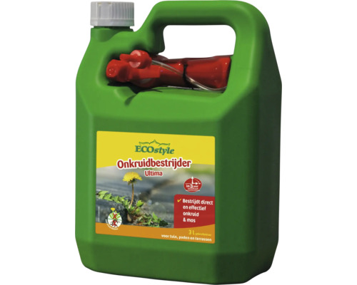 ECOstyle Onkruidbestrijder Ultima in jerrycan met sproeier, drie liter gebruiksklaar voor tuin, paden en terrassen
