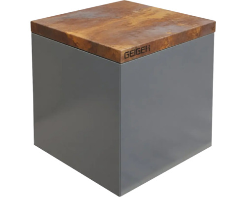 Geiger kubuskruk met metalen frame en houten blad