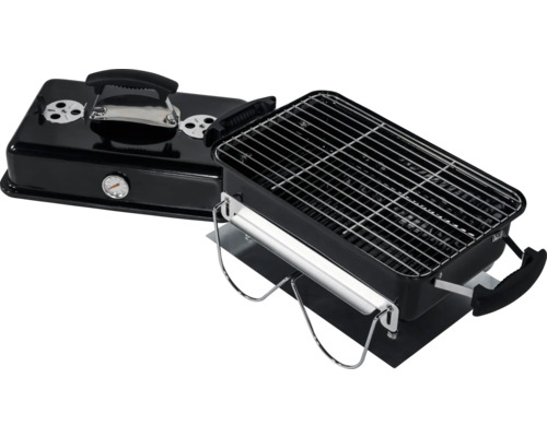 Draagbare houtskoolbarbecue met grillrooster en temperatuurweergave