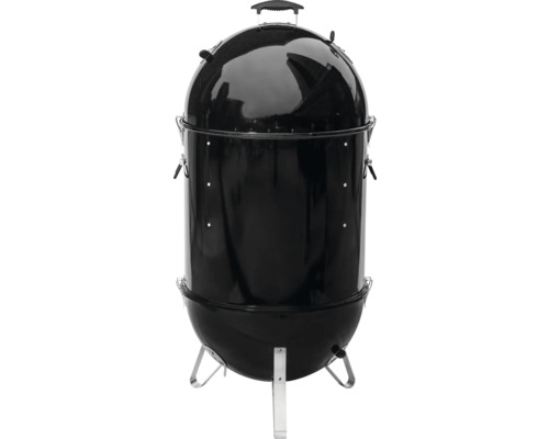 Zwarte bolvormige barbecue met deksel en poten