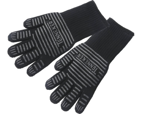 Een paar zwarte JENNEKER-handschoenen met strepen en antislip coating
