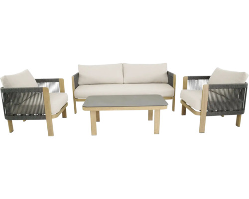 Tuinmeubelset met bank, twee stoelen en een tafel