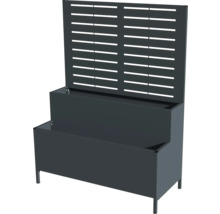 Donkergrijze plantenbak met klimrek voor de tuin