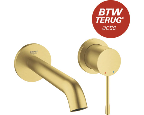 GROHE Wastafelkraan Essence M-size 19408GN1 brushed cool sunrise Grohe Logo wandkraan met aanbieding