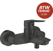 Zwarte badkraan met kortingsactie.