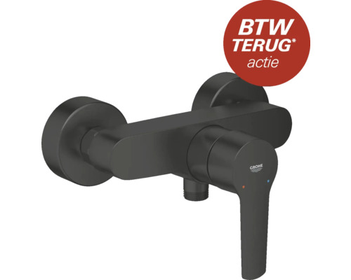 Opbouw douchekraan met Grohe Logo en BTW Terug Actie