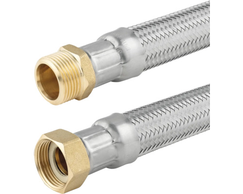 Twee flexibele omhulde slangen met verschillende aansluitingen