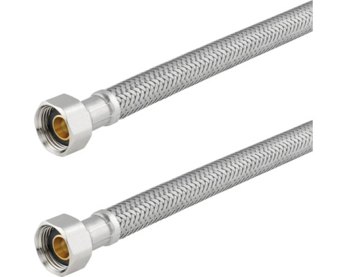 Twee flexibele omhulde slangen met schroefverbindingen