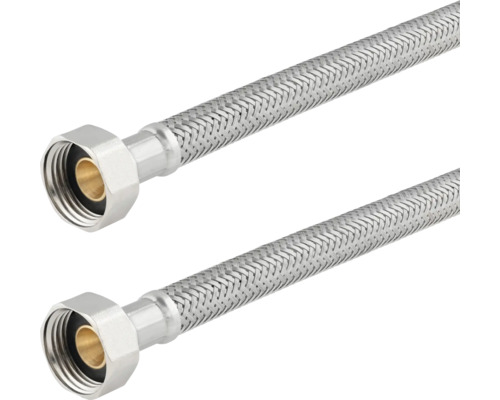 Twee flexibele omhulde slangen met verbindingsmoer