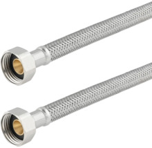 Twee flexibele gepantserde slangen met aansluitmoeren