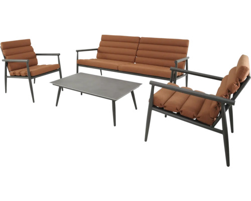 Tuinmeubelset met bank, twee stoelen en een tafel