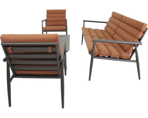 Tuinmeubelset met gestoffeerde zittingen en frame