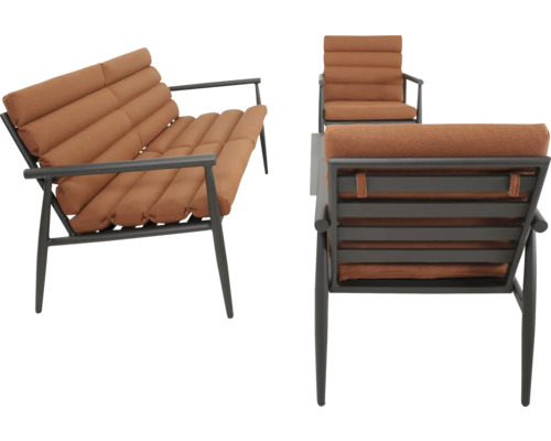 Tuinmeubelset met een bank en een fauteuil met stoffering