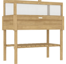 Houten plantenbak op poten met kweekopzetstuk en opbergplank