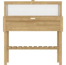 Houten plantenbak op poten met opbergruimte