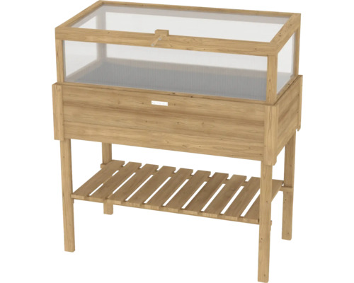 Houten kweekbak met opbergplank