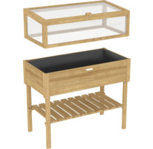 Houten plantenbak op poten met kweekbak en opbergplank