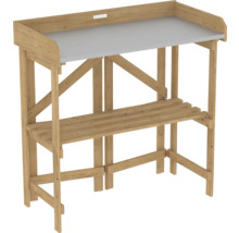 Houten tuintafel met werkblad en opbergruimte