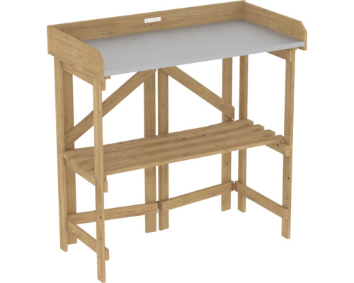 Houten tuintafel met werkblad en opbergruimte