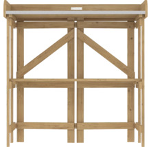 Houten stellingkast met twee vakken en schoren