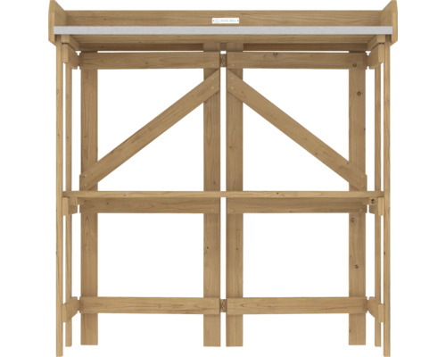 Houten stellingkast met twee vakken en schoren